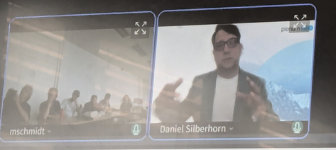 Daniel Silberhorn im Videocall mit BHT Studierenden. Quelle: eigenes Foto. Daniel_Silberhorn_BHT_EiR_Kurs